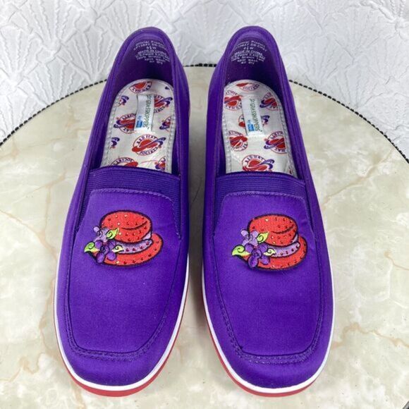 Grasshoppers Loafers Women Size 8.5 Purple Special Red Hat Society Slip On Shoes - Picture 4 of 13
